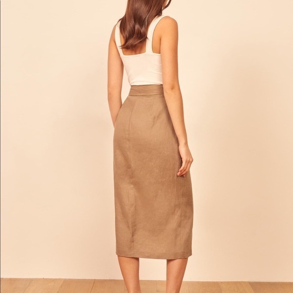 Reformation - Florence linen midi wrap skirt / size M petite / tan - Picture 4 of 14